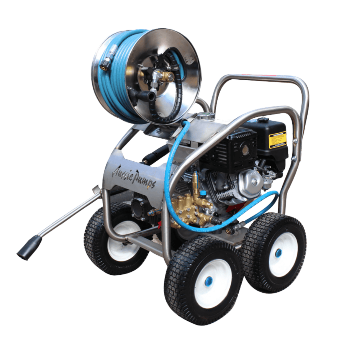 Aussie Scud AB40-GT Pressure washer with hose reel on a white background