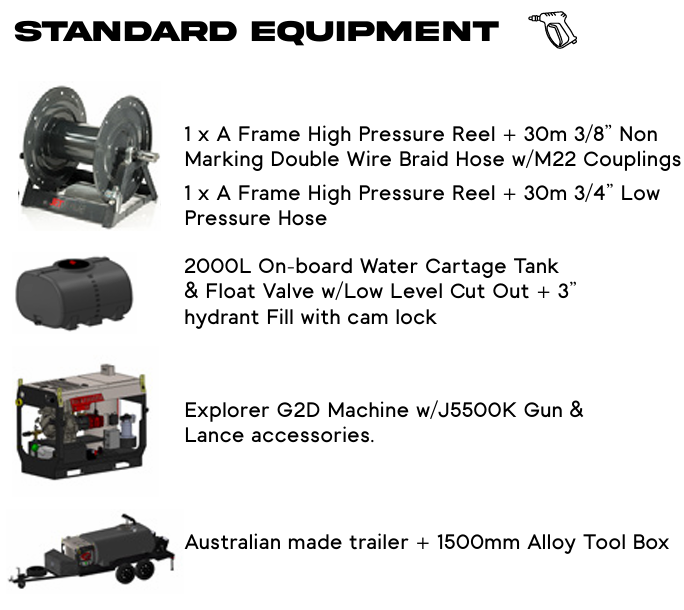 Jetwave Explorer G2S Premium Trailer 2000L - 3000psi