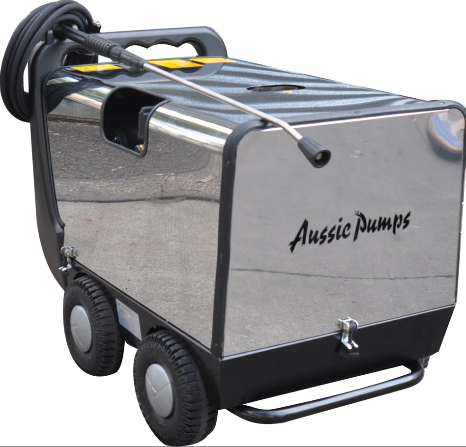 Aussie Pumps Hot Water Super Indy 1500psi - 12L/min Pressure Cleaner (Mild Steel Coil)