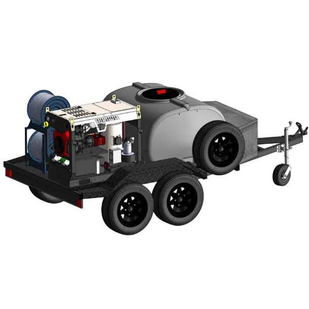 Illustration of the Jetwave Executive G2 Premium Trailer or equipment trailer on a white background